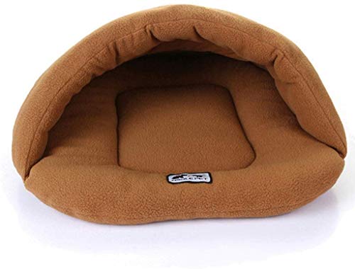 YLCJ Weiches warmes Haustier-Hundekatzen-Bett-Haus-Plüsch-gemütliches Nest, Welpen-Haustier-Schlafenbett (XS/S/M/L) (Farbe: Braun, Größe: XS 38 * 28cm) von YLCJ