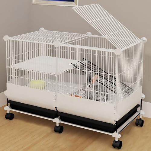 Kaninchenkäfig, Freigehege für Kaninchen, Kleintiergehege, Herausnehmbares Ausziehtablett, Meerschweinchen Gehege für Frettchen, Chinchillas, Igel(White,74 * 37 * 55cm) von YLEPHNE