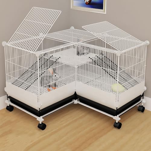 Kaninchenkäfig Meerschweinchenkäfig Kaninchenlaufstall, Laufstall für Kleintiere für Meerschweinchen, Hamster, Chinchillas und Igel, Kaninchen(White,74 * 35 * 55cm) von YLEPHNE