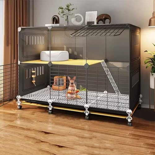 YLEPHNE Kaninchenkäfig Meerschweinchen Gehege mit Tablett und Urinschutz, Laufstall für Kleintiere für Meerschweinchen/Kaninchen/Hamster/Chinchillas(106x46x83cm) von YLEPHNE