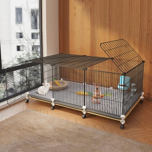 Kaninchenkäfig für Drinnen, Meerschweinchen Gehege, Laufstall für Kleine Tiere für Drinnen, Räder für Einfache Mobilität, für Chinchillas/Meerschweinchen/Eichhörnchen(106x45x45cm) von YLEPHNE