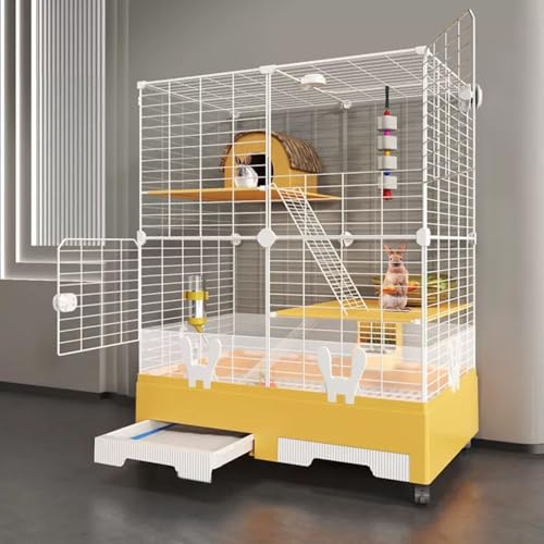 YLEPHNE Kaninchenzaun für Drinnen, Hasenkäfig, Laufstall für Meerschweinchen, Laufstall für Kleine Tiere für Drinnen für Meerschweinchen, Kaninchen(Yellow,110cm) von YLEPHNE