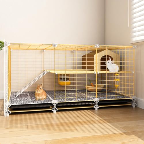 Laufstall für Kaninchenkäfige, Meerschweinchengehege, Kleintier-C&C-Käfig, für Meerschweinchen, Kaninchen, Hamster, Chinchillas und Igel(105 * 35 * 49cm) von YLEPHNE