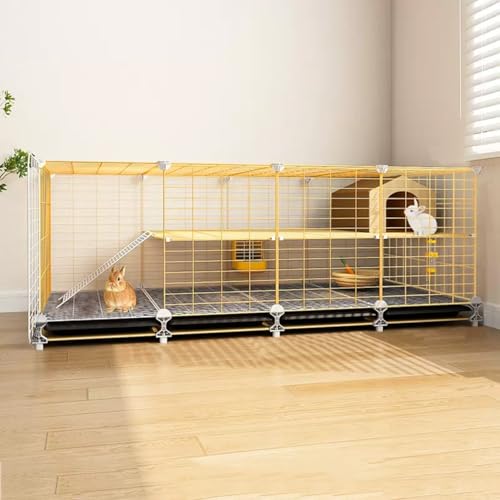 YLEPHNE Laufstall für Kaninchenkäfige, Meerschweinchengehege, Kleintier-C&C-Käfig, für Meerschweinchen, Kaninchen, Hamster, Chinchillas und Igel(140 * 35 * 49cm) von YLEPHNE