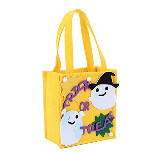 Halloween-Süßigkeitstüte, Halloween-Tragetaschen, Süße Süßes oder Saures-Goodie-Tasche, Wiederverwendbare Einkaufstüten für Halloween-Partygeschenke(D gelb) von YLSZHY