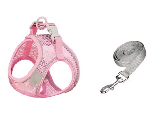 Hundekleidung Hundegeschirr Weste Atmungsaktive Welpen Weste Outdoor Walking Lead Leine Einstellbare Haustier Für Chihuahua Brustgurt Stuff-Rosa-M von YLXCKGS