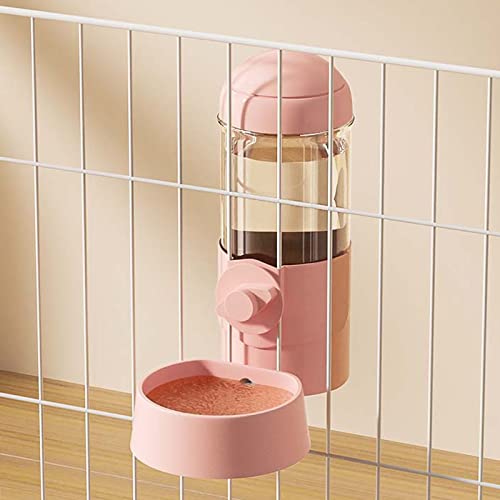 Haustier Hund Katze Hängende Automatische Futterspender Trinknäpfe, Auto Gravity Haustier Feeder Wasserset, Käfig Haustier Futternäpfe Spender für Katzen Hunde Welpen, Kaninchen Hamster Chinchilla Igel (Rosa-Wasser) von YLYGJGL