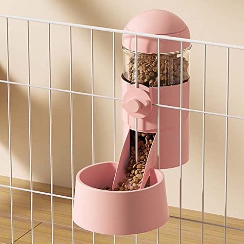 Haustier Hund Katze Hängende Automatische Futterspender Trinknäpfe, Auto Gravity Haustier Feeder Wasserset, Käfig Haustier Futternäpfe Spender für Katzen Hunde Welpen, Kaninchen Hamster Chinchilla Igel (Rosa-Food) von YLYGJGL