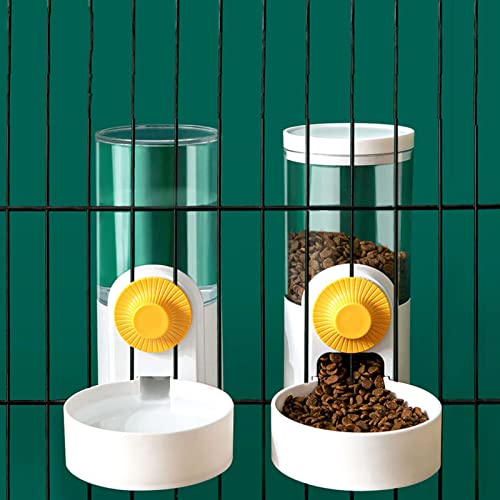 Pet Dog Cat Automatic Feders Drinking Bowls Container Cage Hanging Fountain Water Bottle Feeding Bowls Dispenser for Cats Dogs (White) von YLYGJGL