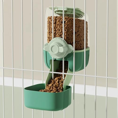 Pet Dog Cat Hanging Automatic Feeders Drinking Bowls, Auto Gravity Pet Feeder No Drip Water Set, Cage Pet Feeding Bowls Dispenser for Cats Dogs Puppy Rabbit (Green-Food) von YLYGJGL