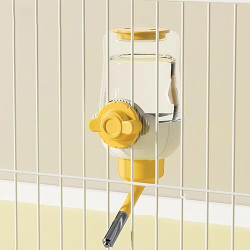 Pet Dog Cat Hanging Automatic Feeders Drinking Bowls, Auto Gravity Pet Feeder No Drip Water Set, Cage Pet Feeding Bowls Dispenser for Cats Dogs Puppy Rabbit (Yellow-White-No Drip Water) von YLYGJGL