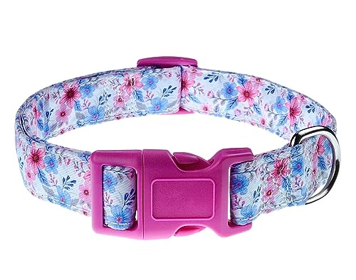 YLrank Hundehalsbänd Blumenblume Wassermelonenmuster Verstellbares, Weich & Komfort Hunde Halsbandfür kleine mittlere große Hunde Welpen Katzen(Blue Flower,XS) von YLrank