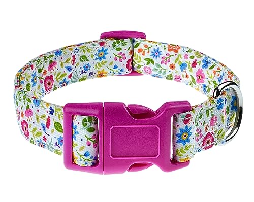 YLrank Hundehalsbänd Blumenblume Wassermelonenmuster Verstellbares, Weich & Komfort Hunde Halsbandfür kleine mittlere große Hunde Welpen Katzen(Floral,L) von YLrank