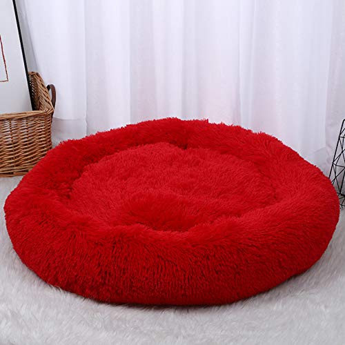 YMBKFan Beruhigende Hundebett Ultra Weich Donut Cuddler Dick Hundebett Anti-Slip Wasserdicht Katzenbett Maschinenwaschbar Runde Tierbett Für Kleine Mittelgroße Hunde Katzen-D 30 * 30cm(12 * 12inch) von YMBKFan