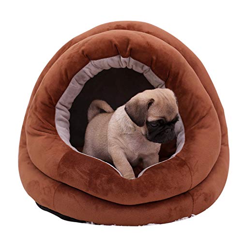 YMBKFan Faltbare Katzenbett Hütte Zelthaus Hundebett Anti-Slip Easy CLEAN Atmungsaktiv Baumwolle Plüsch Tierbett,Weich Zelt Höhlenbett Für Katzen Kleine Hunde-C 38 * 40 * 44cm(15 * 16 * 17inch) von YMBKFan