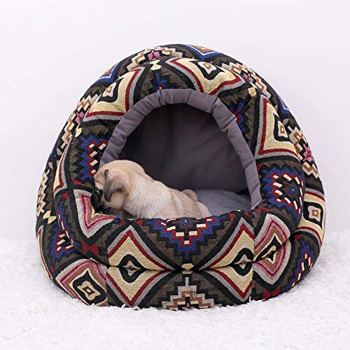 YMBKFan Faltbare Katzenbett Hütte Zelthaus Hundebett Anti-Slip Easy CLEAN Atmungsaktiv Baumwolle Plüsch Tierbett,Weich Zelt Höhlenbett Für Katzen Kleine Hunde-Eine 38 * 40 * 44cm(15 * 16 * 17inch) von YMBKFan