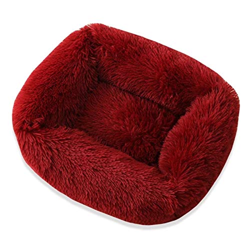 YMBKFan Herbst Winter Sleep Nest Maschinenwaschbar Wasserdicht Tierbett,Langeplüsch Hundebett Quadrat Haustiersofa Katzensofa Große Mittel Kleine Hunde Katzenbett-B1 L von YMBKFan