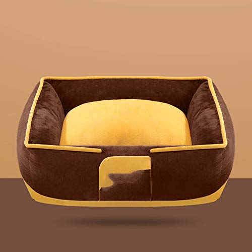 YMBKFan Neu Hundebett Tierbett Flanell Waschbar Teddy Hundesofa,Slip-resistent Atmungsaktiv Weich Baumwolle Katzenbett Waschbar Wasserdicht Haustierbett-Kaffee braun 50 * 40 * 19cm(20 * 16 * 15inch) von YMBKFan