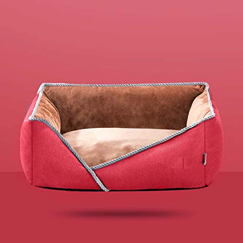 YMBKFan Neu Hundebett Tierbett Flanell Waschbar Teddy Hundesofa,Slip-resistent Atmungsaktiv Weich Baumwolle Katzenbett Waschbar Wasserdicht Haustierbett-Kirschrot 50 * 40 * 19cm(20 * 16 * 15inch) von YMBKFan