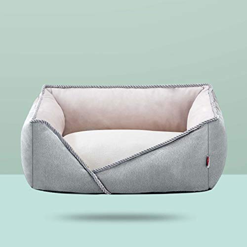 YMBKFan Neu Hundebett Tierbett Flanell Waschbar Teddy Hundesofa,Slip-resistent Atmungsaktiv Weich Baumwolle Katzenbett Waschbar Wasserdicht Haustierbett-Leinengrün 60 * 50 * 19cm(24 * 16 * 7inch) von YMBKFan