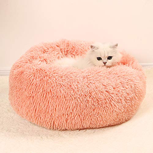 YMBKFan Runde Donut Hundebetten,Indoor Ultra Weich Katzenbett Tierbett Für Medium Kleine Hunde Haustierbett Flauschige Katze Hundebett Luxus Plüsch Haustierprodukte-Eine 40cm(16inch) von YMBKFan