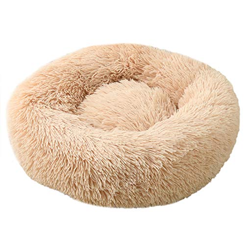 YMBKFan Ultra Weich Tierbett Maschinenwaschbar Warm Katzenbett,Plüsch Runde Haustier-pad Hundebett Für Small Mittel Große Hunde Donut Cuddler Katze Kissen Bett-N 60cm(24inch) von YMBKFan