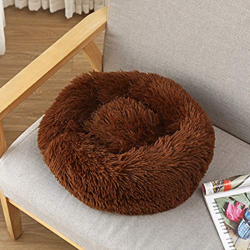 YMBKFan Winter Warm Dick Katze Hundesofa Hundesofa Pad,Langeplüsch Tiefschlaf Kleiner Hund Runde Flauschige Hundebett Katzenbett Atmungsaktiv Weich Baumwolle Tierbett-C 40cm(16inch) von YMBKFan