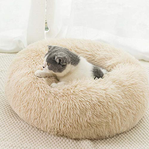 YMBKFan Winter Warm Hundebett Katzenbett Kissenbett Donut Cuddler Für Hund Katze Erleichterung Verbesserter Schlaf Maschinenwaschbar WASSERDICHTER Boden Tierbett Haustierprodukte-Eine 60cm(24inch) von YMBKFan