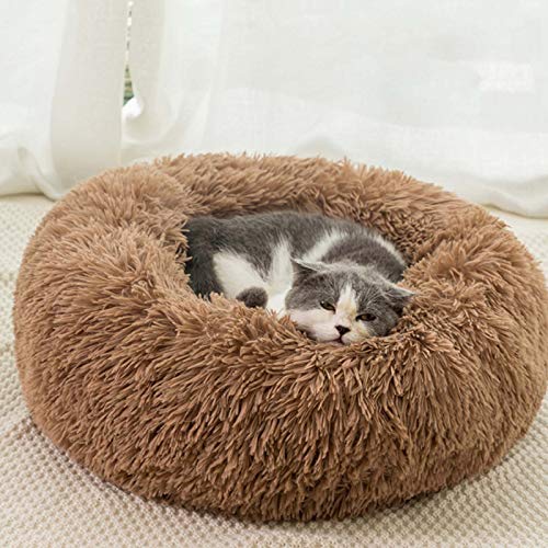 YMBKFan Winter Warm Hundebett Katzenbett Kissenbett Donut Cuddler Für Hund Katze Erleichterung Verbesserter Schlaf Maschinenwaschbar WASSERDICHTER Boden Tierbett Haustierprodukte-F 50cm(20inch) von YMBKFan