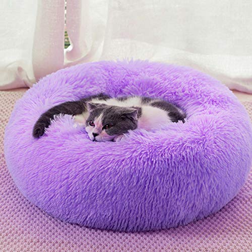 YMBKFan Winter Warm Hundebett Katzenbett Kissenbett Donut Cuddler Für Hund Katze Erleichterung Verbesserter Schlaf Maschinenwaschbar WASSERDICHTER Boden Tierbett Haustierprodukte-H 100cm(39inch) von YMBKFan