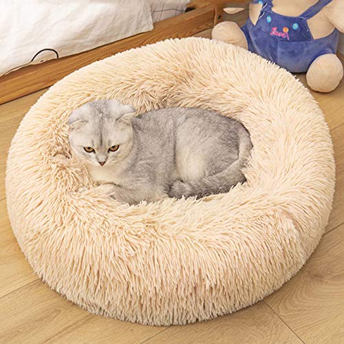 YMBKFan Winter Warm Hundebett Katzenbett Kissenbett Donut Cuddler Für Hund Katze Erleichterung Verbesserter Schlaf Maschinenwaschbar WASSERDICHTER Boden Tierbett Haustierprodukte-Ich 100cm(39inch) von YMBKFan