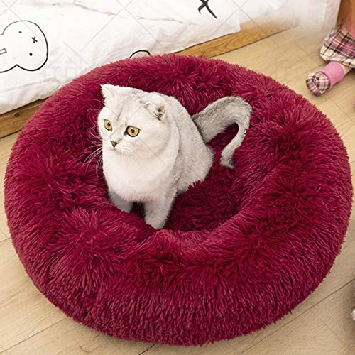 YMBKFan Winter Warm Hundebett Katzenbett Kissenbett Donut Cuddler Für Hund Katze Erleichterung Verbesserter Schlaf Maschinenwaschbar WASSERDICHTER Boden Tierbett Haustierprodukte-K 100cm(39inch) von YMBKFan