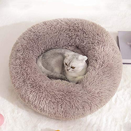 YMBKFan Winter Warm Hundebett Katzenbett Kissenbett Donut Cuddler Für Hund Katze Erleichterung Verbesserter Schlaf Maschinenwaschbar WASSERDICHTER Boden Tierbett Haustierprodukte-L 70cm(28inch) von YMBKFan