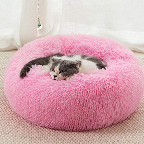 YMBKFan Winter Warm Hundebett Katzenbett Kissenbett Donut Cuddler Für Hund Katze Erleichterung Verbesserter Schlaf Maschinenwaschbar WASSERDICHTER Boden Tierbett Haustierprodukte-M 50cm(20inch) von YMBKFan