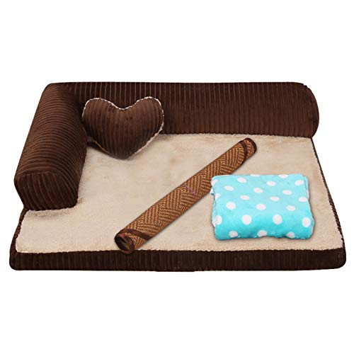 YMBKFan Winter Warm Sofa Hundebett Entfernt Tierbett Abnehmbare Waschbar Haustierbedarf,Selbst-erwärmung Beruhigende Anti-Angst Donut Katzenbett Für Hunde Katzen-C1 105 * 90 * 20cm(41 * 35 * 8inch) von YMBKFan