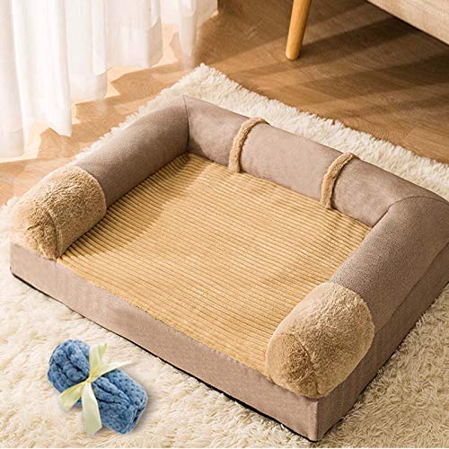 YMBKFan Winter Warm Tierbett Warm Gemütlich Hundebett Sofa Hundematte Dog Kennel,Wasserdicht Ultra Weich Anti-Slip Katzenbett Haustierbett-F 100 * 80 * 17cm(39 * 31 * 7inch) von YMBKFan