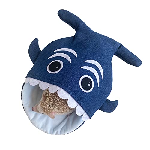 YMID Shark Fleece Kuschelsack Schlafsack Beutel Versteck Höhle Schlafsack für Igel Baby Meerschweinchen Hamster Ratte Frettchen Eichhörnchen Kleintier Bett (blau) von YMID