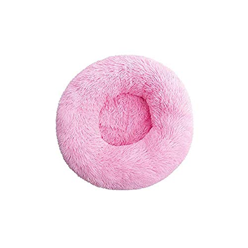 YMLOVE 1 x Haustierbett für Hunde und Katzen, rund, Prinzessinnen-Nest, warmes, weiches Plüsch, bequem für den Winter, Haustiermatte (50 cm, Pink) von YMLOVE