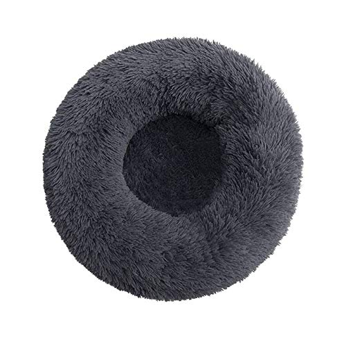 YMLOVE 1 x Haustierbett für Hunde und Katzen, rund, Prinzessinnen-Nest, warmes, weiches Plüsch, bequem für den Winter, Haustiermatte (50 cm, dunkelgrau) von YMLOVE