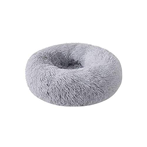 YMLOVE 1 x Haustierbett für Hunde und Katzen, rund, Prinzessinnen-Nest, warmes, weiches Plüsch, bequem für den Winter, Haustiermatte (50 cm, hellgrau) von YMLOVE