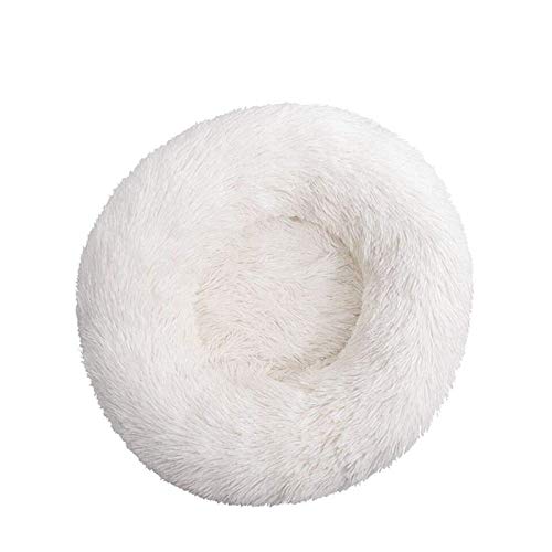 YMLOVE 1 x Haustierbett für Hunde und Katzen, rund, Prinzessinnen-Nest, warmes, weiches Plüsch, bequem für den Winter, Haustiermatte (50 cm, milchweiß) von YMLOVE