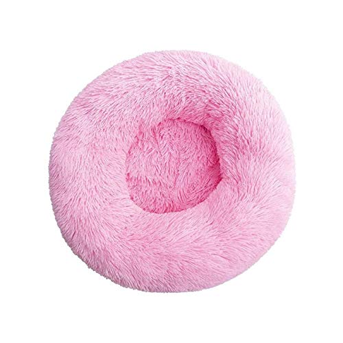 YMLOVE 1 x Haustierbett für Hunde und Katzen, rund, Prinzessinnen-Nest, warmes, weiches Plüsch, bequem für den Winter, Haustiermatte (60 cm, Pink) von YMLOVE