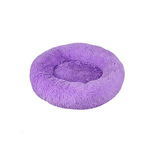 YMLOVE 1 x Haustierbett für Hunde und Katzen, rund, Prinzessinnen-Nest, warmes, weiches Plüsch, bequem für den Winter, Haustiermatte (60 cm, lila) von YMLOVE