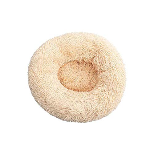 YMLOVE 1 x Haustierbett für Hunde und Katzen, rundes Nest, Prinzessinnen-Nest, warmes, weiches Plüsch, bequem für den Winter, Haustiermatte (50 cm, Aprikose) von YMLOVE