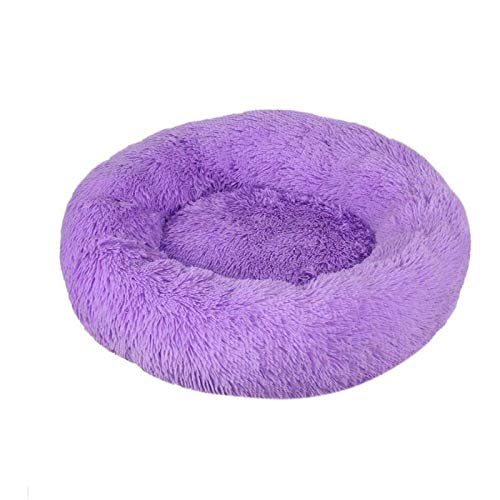 YMLOVE 1 x beruhigendes Bett für Hunde und Katzen, rundes Nest, Prinzessinnennest, warm, weich, bequem zum Schlafen im Winter, Haustiermatte (50 cm, lila) von YMLOVE