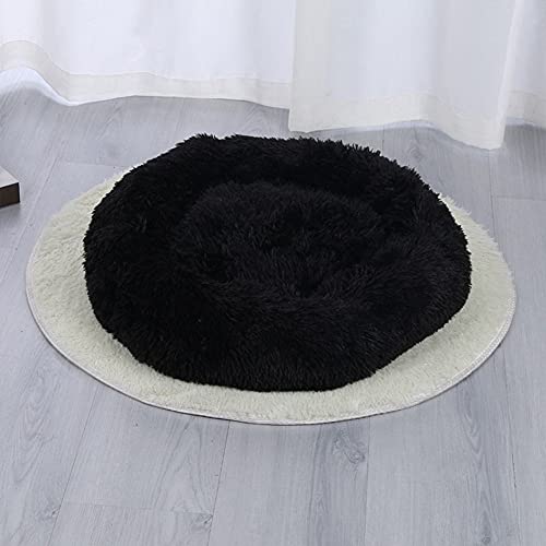 YMWD Hundebett Plüsch weich warm Donut Haustierbett für Hund Flauschiges kuscheliges Schlafbett Multi-Size-Haustier Sofa für klein-mittelgroße Hunde, Katzen maschinenwaschbar,Black,40cm(15'') von YMWD