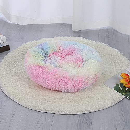 YMWD Hundebett Plüsch weich warm Donut Haustierbett für Hund Flauschiges kuscheliges Schlafbett Multi-Size-Haustier Sofa für klein-mittelgroße Hunde, Katzen maschinenwaschbar,Colourful,40cm(15'') von YMWD