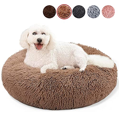 YMWD Plüsch Donut Hundebett Waschbar Katzenbett Rund Katzenbett Hunde Betten für Kleine, Mittelgroße Hunde, Katzen und Andere Haustiere,Light Brown,40cm(15'') von YMWD