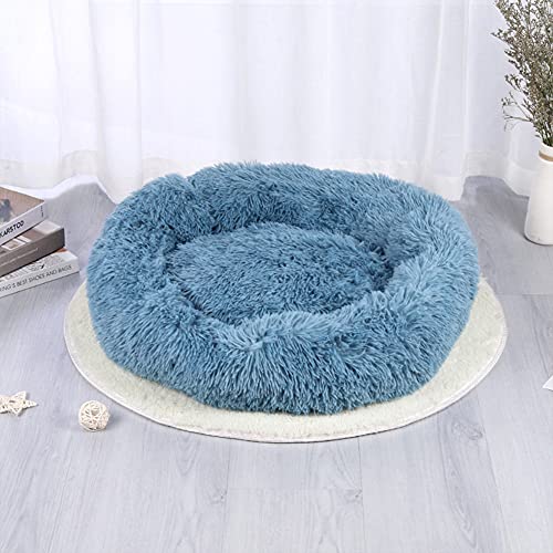 YMWD Weich Hundebett Sofa Katzenbett in Doughnut-Form waschbar Rundes Weich und Weich Kuschelbett für Haustiere Plüsch Hundekissen Bett für Hund und Katze und Verbesserter Schlaf,Blue,110cm(43'') von YMWD