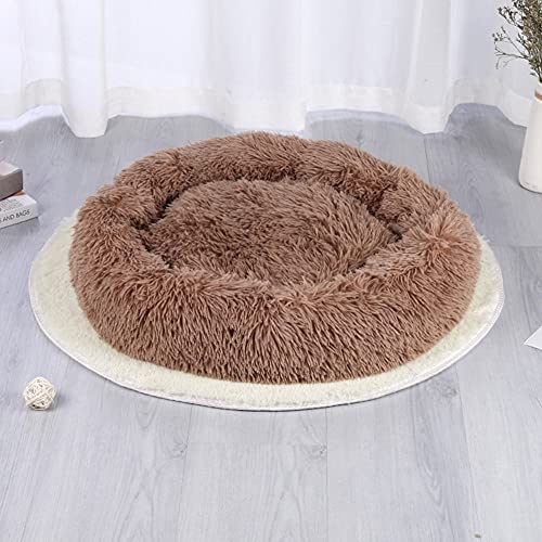 YMWD Weich Hundebett Sofa Katzenbett in Doughnut-Form waschbar Rundes Weich und Weich Kuschelbett für Haustiere Plüsch Hundekissen Bett für Hund und Katze und Verbesserter Schlaf,Khaki,100cm(39'') von YMWD